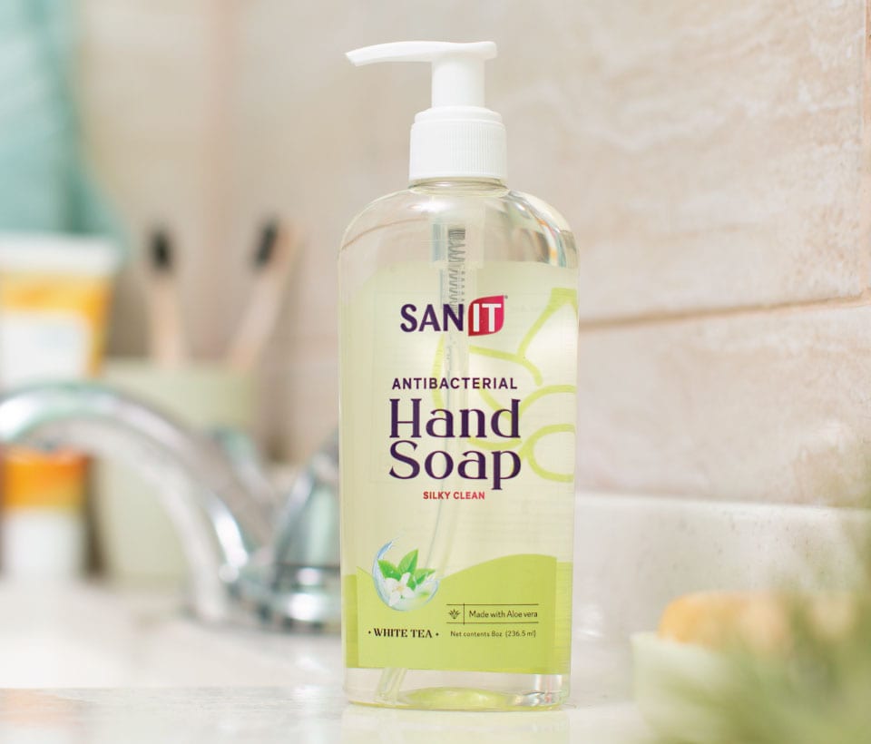 sanit 8oz white tea antibacterial hand soap manufacturer